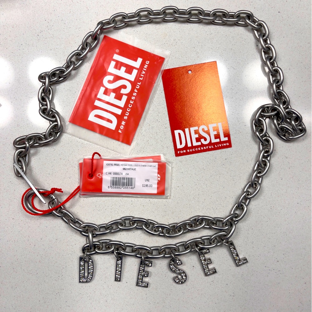 Diesel Logo B-Charm Chain Belt